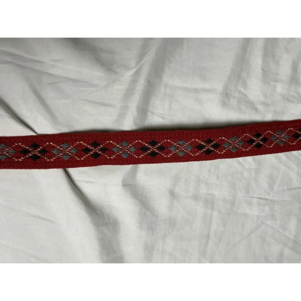 Canterbury Argyle Ribbon Club Belt Mens Size 40 Red Preppy Ivy Leather Tab